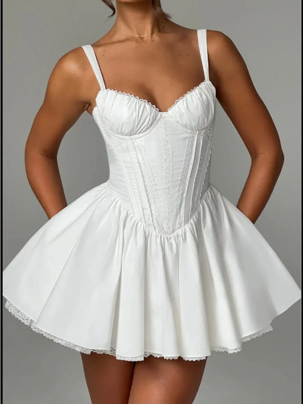 BABYBOO White Corset-Style Mini Dress - Picture 2 of 4